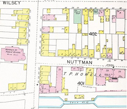 Warren Street School from c. 1892 map of Newark