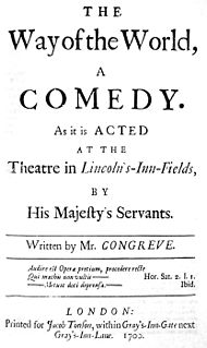 <i>The Way of the World</i> 1700 play by William Congreve