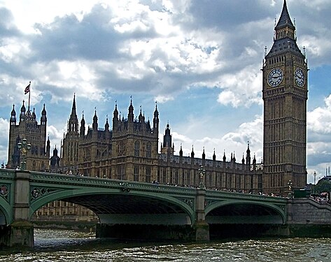 View of Westminster Bridge, Palace of Westminster and Tower of Big Ben (St Stephen's Tower)