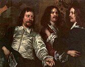 The artist with Nicholas Lanier and Sir Charles Cottrell, circa 1645.]]