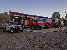 Windellama Rural Fire Brigade station and appliances in 2019