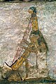 Woman playing an arched harp, detail from a tomb wall painting at Beni Hasan.jpg