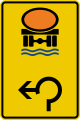 Zeichen 442-16 Vorwegweiser für Fahrzeuge mit wasser­gefährdender Ladung, im Kreisverkehr links