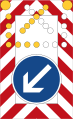 Zeichen 616-30 Fahrbare Absperrtafel mit Blinkpfeil (große Ausführung); 3600 × 2200 mm