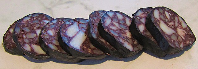 Sliced black pudding