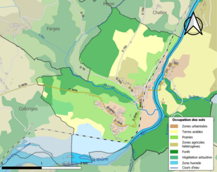 Barevná mapa znázorňující využití půdy.