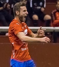 Bajrovic firar sitt första mål för Östers IF, februari 2017.