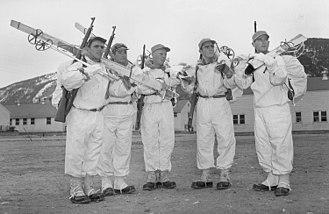 Members of the 10th Light Division preparing for ski training at Camp Hale, c. 1943 10th mountain 1943.jpg