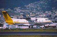 A VIP Dornier 328-120 landing at the Old Mariscal Sucre International Airport in 2002 166az - VIP - Vuelos Internos Privados Dornier 328-120; HC-BXO@UIO;26.02.2002 (8498767444).jpg
