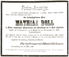 1898-03-22 Death notification Mathias Doll (Ingolstädter Tagblatt) .png