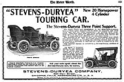 1905 Stevens-Duryea advertisement in Motor World