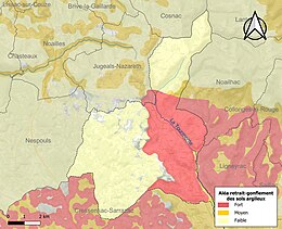 Carte des zones d'aléa retrait-gonflement des sols argileux de Turenne.