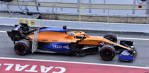 A 2020 Formula One car in pre-season testing.