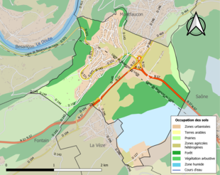 Carte des infrastructures et de l'occupation des sols de la commune en 2018 (CLC).