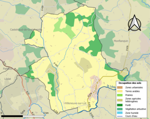 Barevná mapa znázorňující využití půdy.