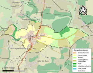 Kolorowa mapa przedstawiająca użytkowanie gruntów.