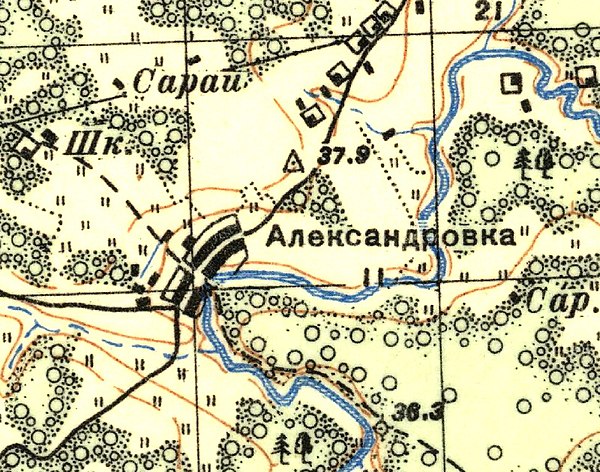 Aleksandrovkan kylän suunnitelma.  1937