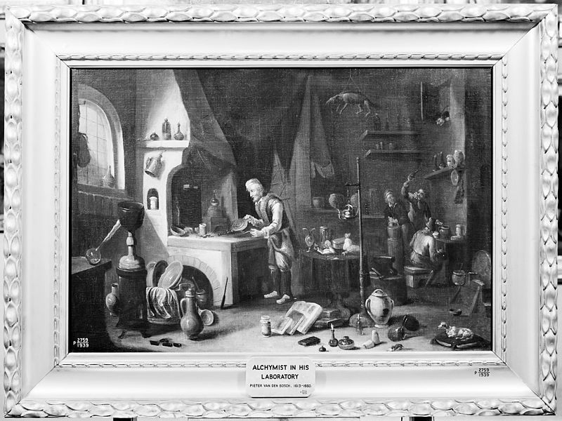 File:An alchemist in his laboratory. Oil painting by a follower o Wellcome M0007665.jpg