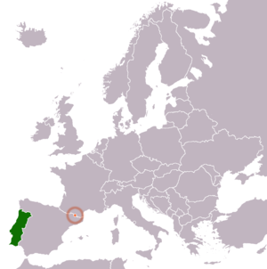 Mapa indicando localização de Andorra e de Portugal.