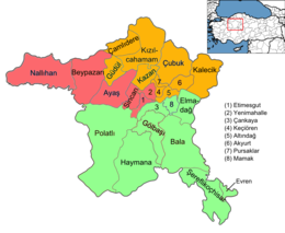 Electoral districts of Ankara province for the 2018 Turkish parliamentary election. Ankara electoral districts 2018.png