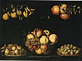 Francisco van der Hamen y León(?), Stillleben mit gläserner Fruchtschale und hängenden Früchten, 72 × 97,5 cm, Öl auf Leinwand, Privatsammlung