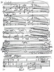Página del manuscrito de Klavierstuck de Antón Roch