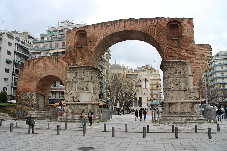 The Arch of Galerius and Rotunda in Thessaloniki, Greece, built in 298–299 AD and dedicated in 303 AD to celebrate the victory of the tetrarch Galerius over the Sassanid Persians and capture of their capital Ctesiphon in 298 AD