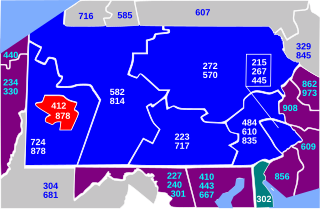 <span class="mw-page-title-main">Area code 412</span> Telephone area code for Pittsburgh, Pennsylvania