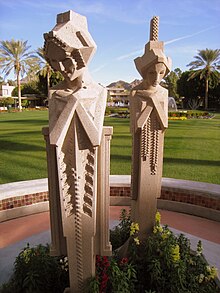 The Wright-designed Midway Gardens sprites were later relocated to the Arizona Biltmore Hotel Arizona Biltmore - Wright sprite 3.JPG