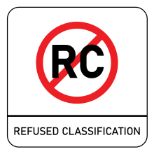 Symbol used to indicate refusal of classification by the Australian Classification Board Australian Classification Refused Classification (RC).svg