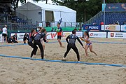 Deutsch: Beachhandball Europameisterschaften 2019 (Beach handball Euro); Tag 3: 4. Juli 2019 – Frauen, Hauptrunde Gruppe II, Deutschland-Spanien 1:2 (18:24, 24:14, 8:9) English: Beach handball Euro; Day 3: 4 July 2019 – Women Main Round Group II – Germany-Spain 1:2 (18:24, 24:14, 8:9)