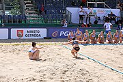 Deutsch: Beachhandball Europameisterschaften 2019 (Beach handball Euro); Tag 2: 3. Juli 2019 – Frauen, Vorrunde Gruppe C, Spanien-Griechenland 2:1 (12:20, 18:16; 8:2) English: Beach handball Euro; Day 2: 3 July 2019 – Women Preliminary Round Group C – Spain-Greece 2:1 (12:20, 18:16; 8:2)