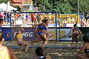 Deutsch: Beachhandball Europameisterschaften 2019 (Beach handball Euro); Tag 4: 5. Juli 2019 – Frauen, Viertelfinale, Spanien-Ungarn 1:2 (14:16, 26:16, 2:5) English: Beach handball Euro; Day 4: 5 July 2019 – Quarter Final Women – Spain-Hungary 1:2 (14:16, 26:16, 2:5)