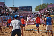 Deutsch: Beachhandball bei den Olympischen Jugendspielen 2018 in Buenos Aires; Tag 7, 13. Oktober 2018; Jungen, Halbfinale – Spanien-Kroatien 2:1 English: Beach handball at the 2018 Summer Youth Olympics in Buenos Aires at 13 October 2018 – Boys Semifinal – Spain-Croatia 2:1 Español: Handball de playa en los Juegos Olimpicos de la Juventud Buenos Aires 2018 en 13 de octubre de 2018 – Semifinales de chicos - España-Croacia 2:1