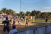 Deutsch: Beachhandball bei den Olympischen Jugendspielen 2018; Tag 3, 9. Oktober 2018; Mädchen, Vorrunde, Gruppe B - Venezuela-Niederlande 1:2 English: Beach handball at the 2018 Summer Youth Olympics at 9 October 2018 – Girls Preliminary Round Group B‎ – Venezuela-Netherlands 1:2