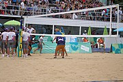 Deutsch: Beachvolleyball bei den Olympischen Jugendspielen 2018; Tag 11, 17. Oktober 2018; Jungen,Finale – Niederlande (Matthew Immers/Yorick de Groot)-Schweden (David Åhman/Jonatan Hellvig) 0:2 (20–22/15–21) English: Beach volleyball at the 2018 Summer Youth Olympics at 17 October 2018 – Final – Netherlands (Matthew Immers/Yorick de Groot)-Sweden (David Åhman/Jonatan Hellvig) 0:2 (20–22/15–21)