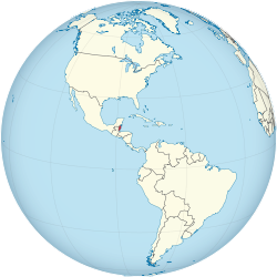 Belize on the globe (Americas centered)