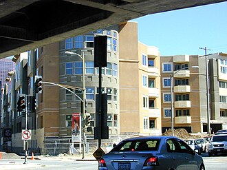 Belmont Station Apartments, built on the railway yard Belmont Station Apt.jpg