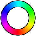 Visible spectrum wrapped to join violet and red in an additive mixture of magenta. In reality, violet and red are at opposite ends of the spectrum, and have very different wavelengths.