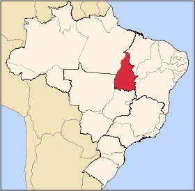 토칸칭스 주가 강조된 브라질 지도