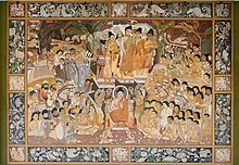 Reproduction of The Adoration of the Buddha, cave 17, Albert Hall Museum, Jaipur, India Buddhist mural, Albert Hall Museum, Jaipur.jpg
