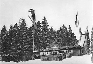 <span class="mw-page-title-main">Thuringia ski jump</span> A ski jumping hill in Oberhof in the Thuringian Forest.