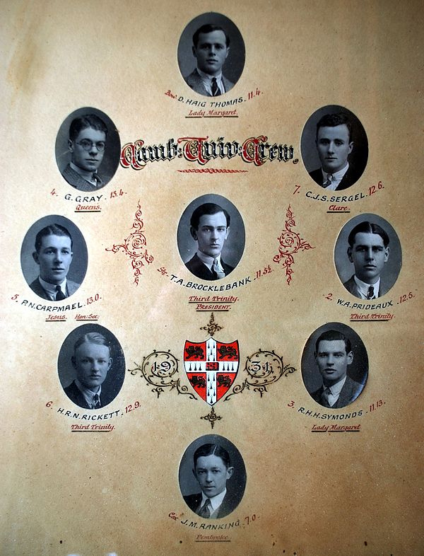 Cambridge University crew 1931, featuring members of Third Trinity at 2, 6 and as president