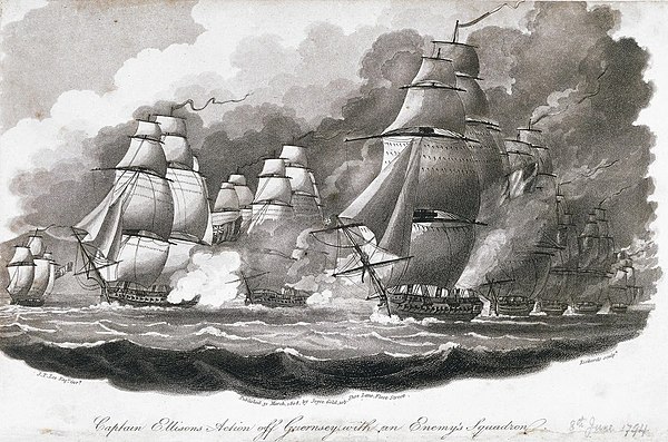 Captain Ellison's action off Guernsey, 8 June 1794, with an enemy squadron