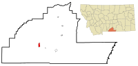 Carbon County Montana Incorporated and Unincorporated areas Red Lodge Highlighted.svg