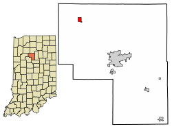 Location of Royal Center in Cass County, Indiana.