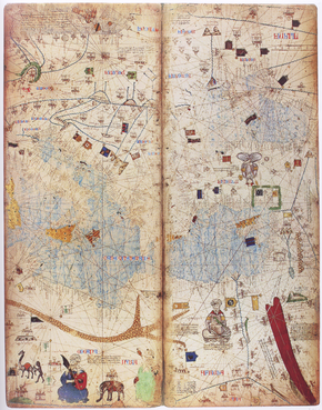 Old Catalan Atlas 1375 Europe Mediterranean Sea and Middle East - VINTAGE  MAPS AND PRINTS