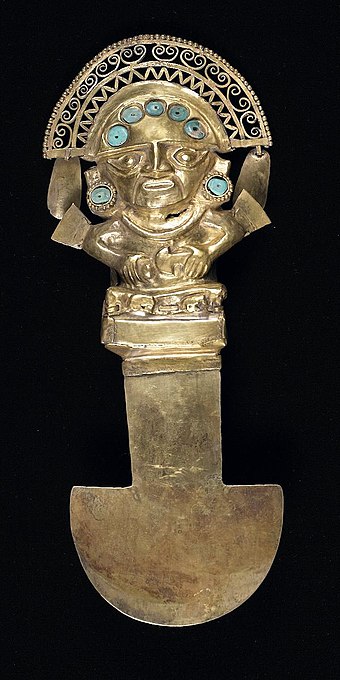 A "Tumi", a ceremonial knife used in Andean cultures, often for sacrificial purposes