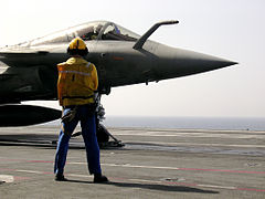 A French Navy Rafale is launched from the FS Charles De Gaulle (R91)