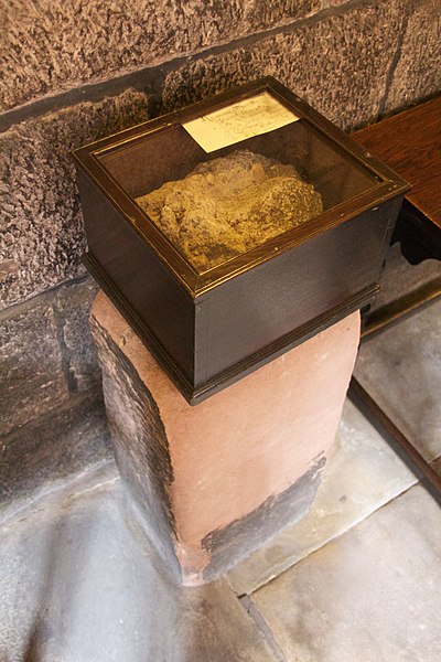 Roman mortar on display at Chetham's School of Music.